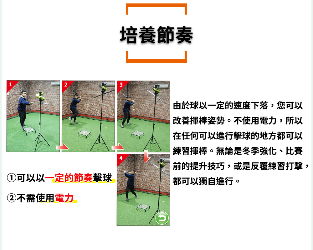 FIELDFORCE-連續揮棒訓練落球機(不用電力，可用在室內，使用網球模擬棒球)FBT-500RT | 蝦皮購物