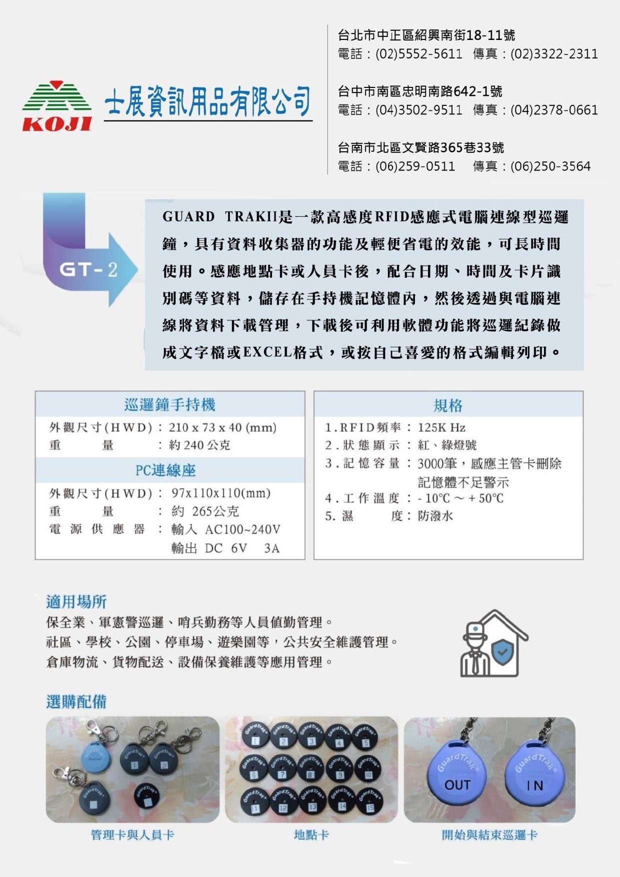 GuardTrak Ⅱ 第二代 PC連線 感應巡邏鐘 GT2 | 蝦皮購物