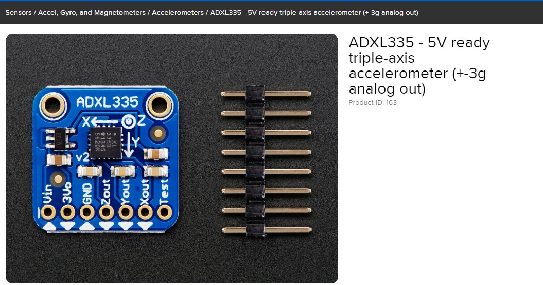 ada0163（現貨＊）美國原廠 ADXL335 5V ready 三軸加速度計（+-3g模擬輸出） | 蝦皮購物
