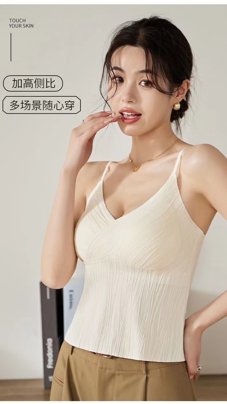 亞麻素色吊帶背心 main image 0