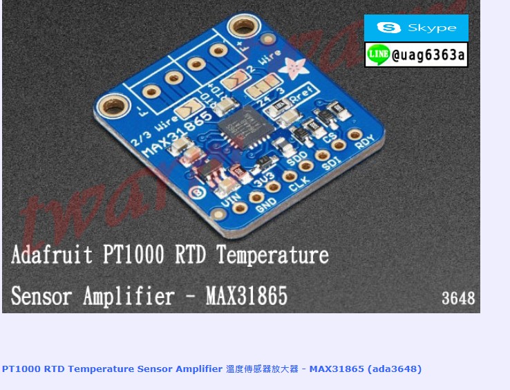 Capteur Temperature Adafruit PT1000 MAX31865 - Amplificateur RTD Precision - Pour Arduino Et Microcontrôleurs