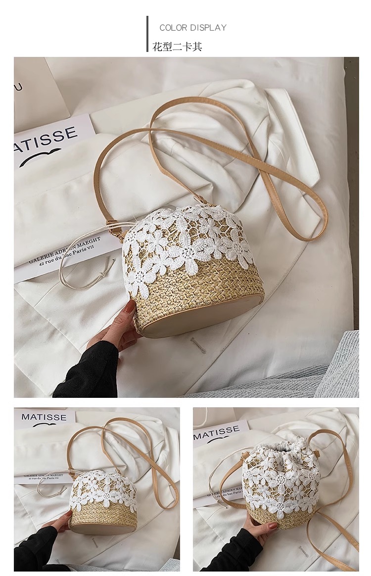 台灣現貨【蕾絲水桶包】水桶包 蕾絲斜背包 斜背包 甜美水桶包 蕾絲包 編織包 編織蕾絲包 蕾絲編織包 編織袋 編織水桶包 蝦皮購物 