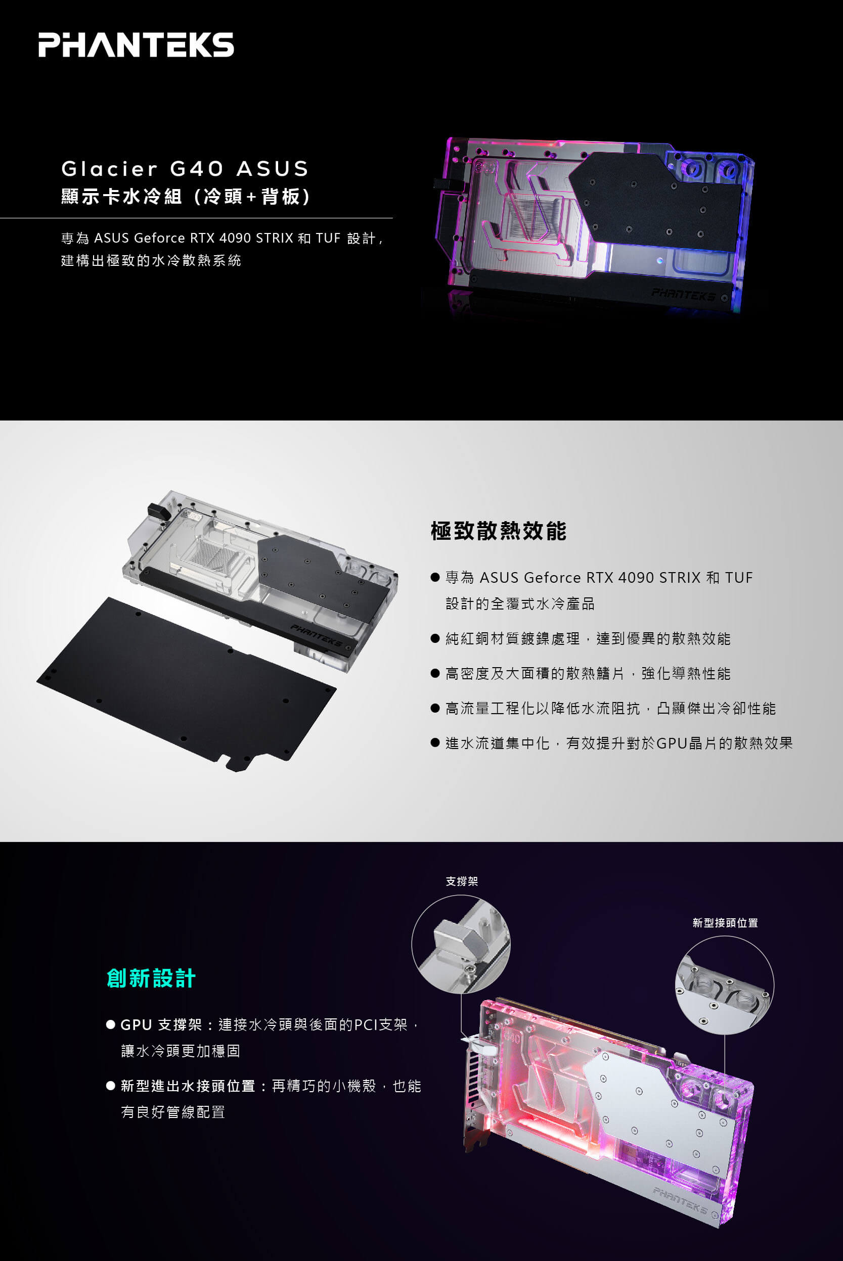 Phanteks追風者PH-GB4090GB_MW01_BP技嘉G40系列GPU Block顯示卡水冷組(冷頭+背板)白 | 蝦皮購物