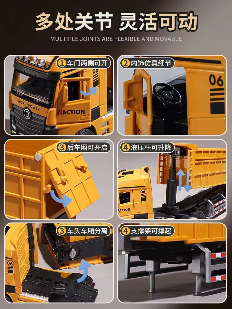 卡車模型 1：50 貨車模型 砂石車模型 自卸車 聯結貨車 工程車玩具 貨櫃車 拖掛車模型 運輸車 聲光 回力車 蝦皮購物 
