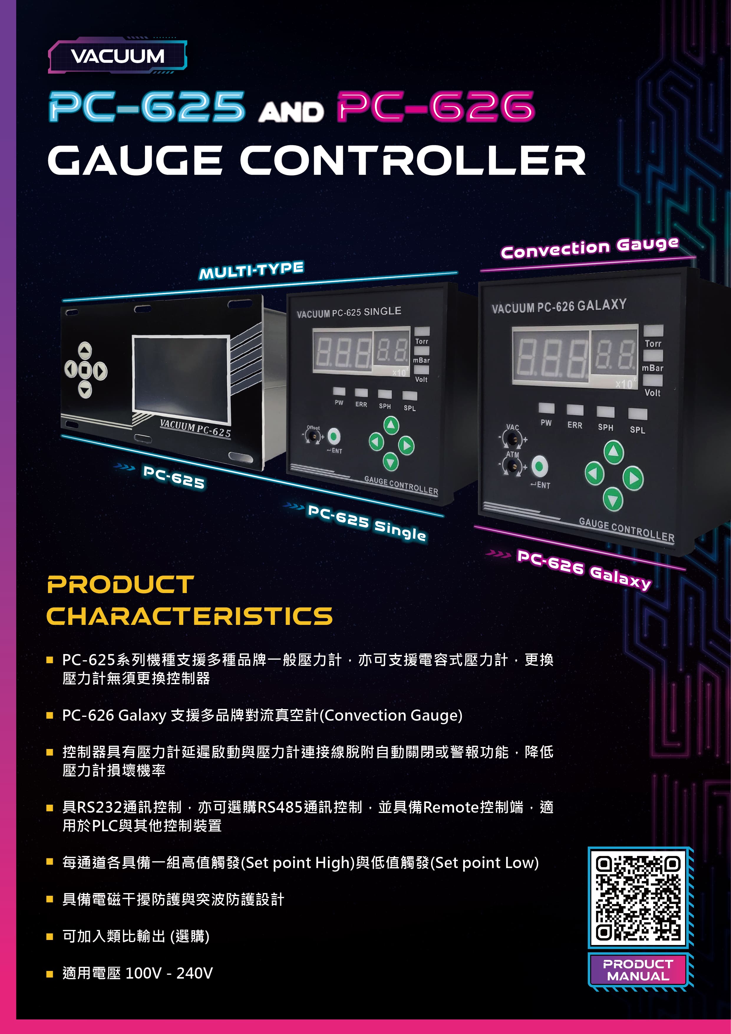 PC-625 PC-626 GAUGE CONTROLLER 真空計 真空壓力計 顯示器 多廠牌 單雙通道 PC-615 | 蝦皮購物