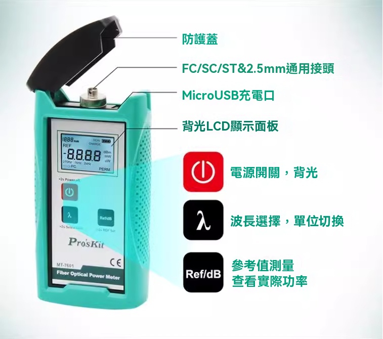 臺灣寶工MT-7601-C 光纖光功率計斜口鉗套裝 光纖檢測器LC轉接MJ | 蝦皮購物