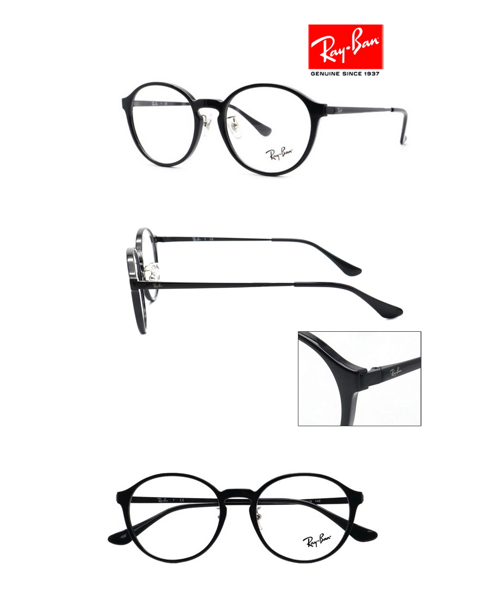 【原廠公司貨】RayBan 雷朋 復古圓框金屬鏡臂 舒適可調鼻墊設計 RB7178D 5725 黑 | 蝦皮購物