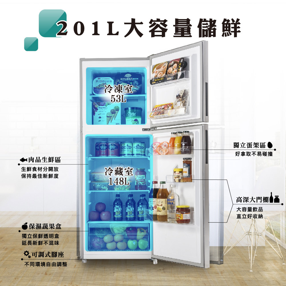 【HERAN 禾聯】201L一級變頻窄身雙門冰箱 HRE-B2061V | 蝦皮購物