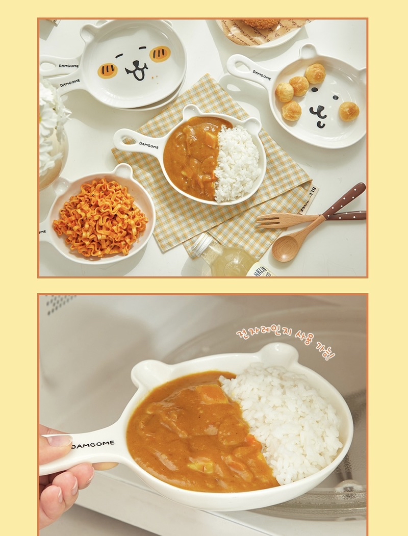 韓國熱銷冠軍🏆自嘲熊 Damgome 陶瓷手柄盤SET 水果 泡麵 點心 joke bear 家居 廚具 可愛 生日禮物 | 蝦皮購物