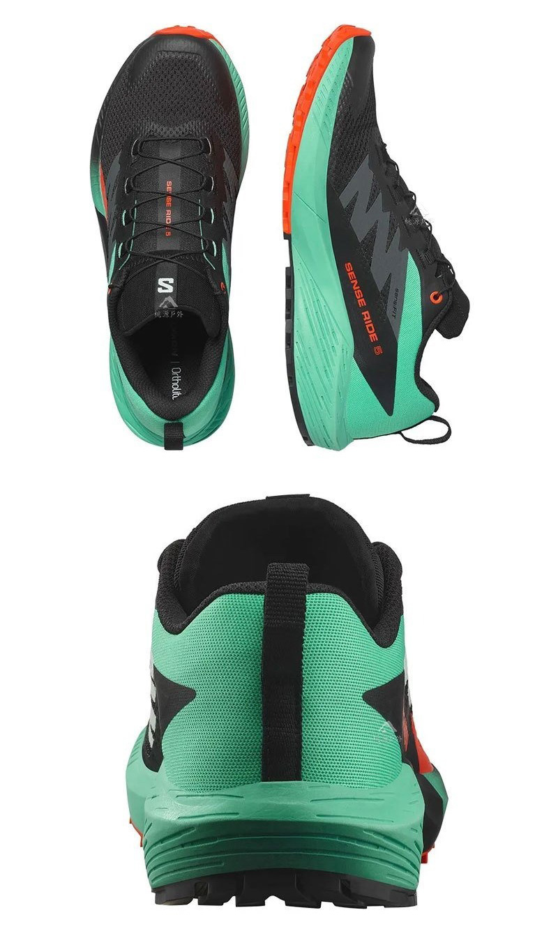【SALOMON 法國】男SENSE RIDE 5野跑鞋『黑/灣綠/櫻茄紅』476982 | 蝦皮購物