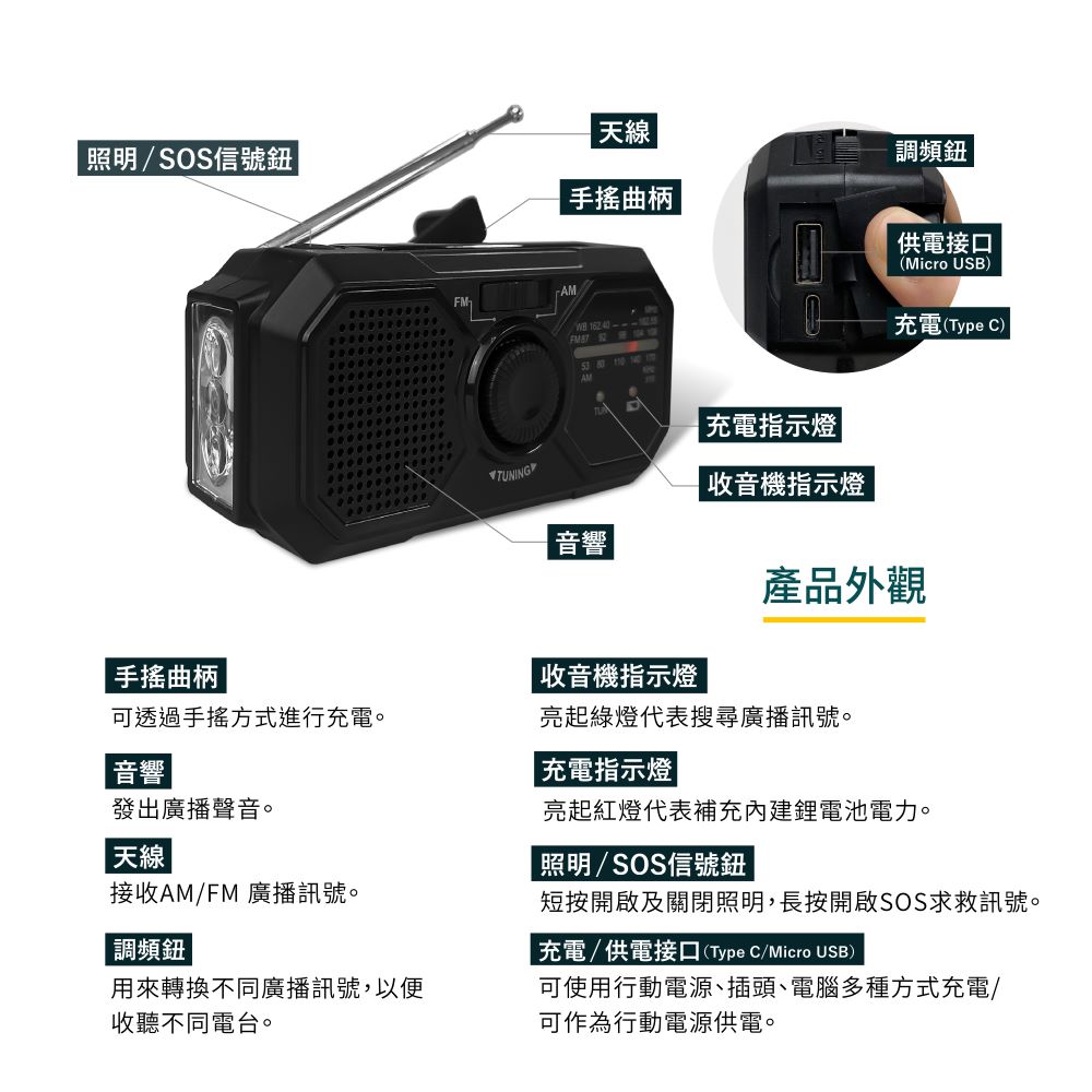 LED手轉充電防災手電筒(RD366)-緊急防災包/警報聲/居家安全/環保充電式 | 蝦皮購物
