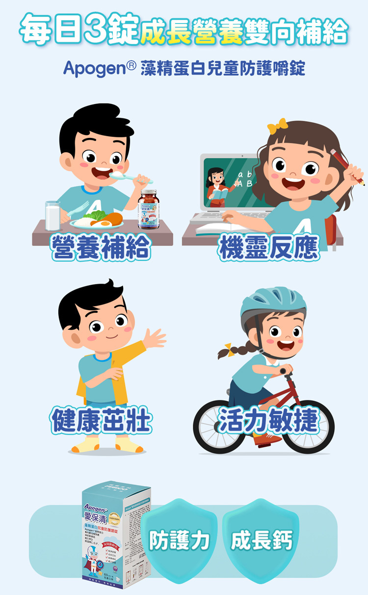 遠東生技 Apogen 愛保清 兒童防護嚼錠60g 全館滿1111加贈綠藻30錠1瓶 藻精蛋白 二代藻精蛋白 | 蝦皮購物
