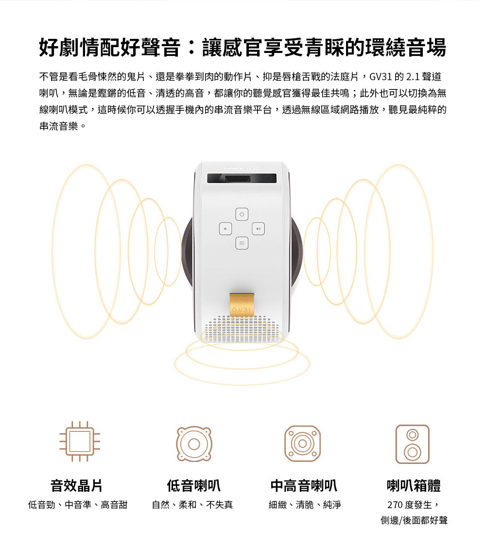 BenQ GV31 1080P LED AndroidTV智慧行動投影機 可 135 度全段式投影仰角