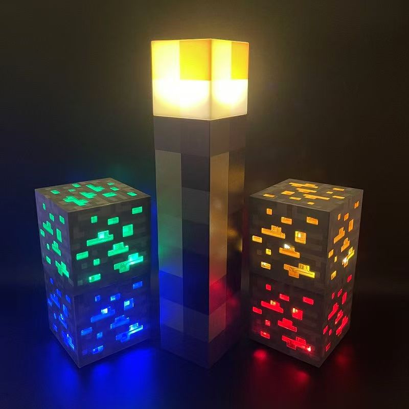 【臺灣發貨】我的世界 火炬燈 可亮 可掛牆 紅藍礦燈 小夜燈 minecraft 燈 創世神火把燈 | 蝦皮購物