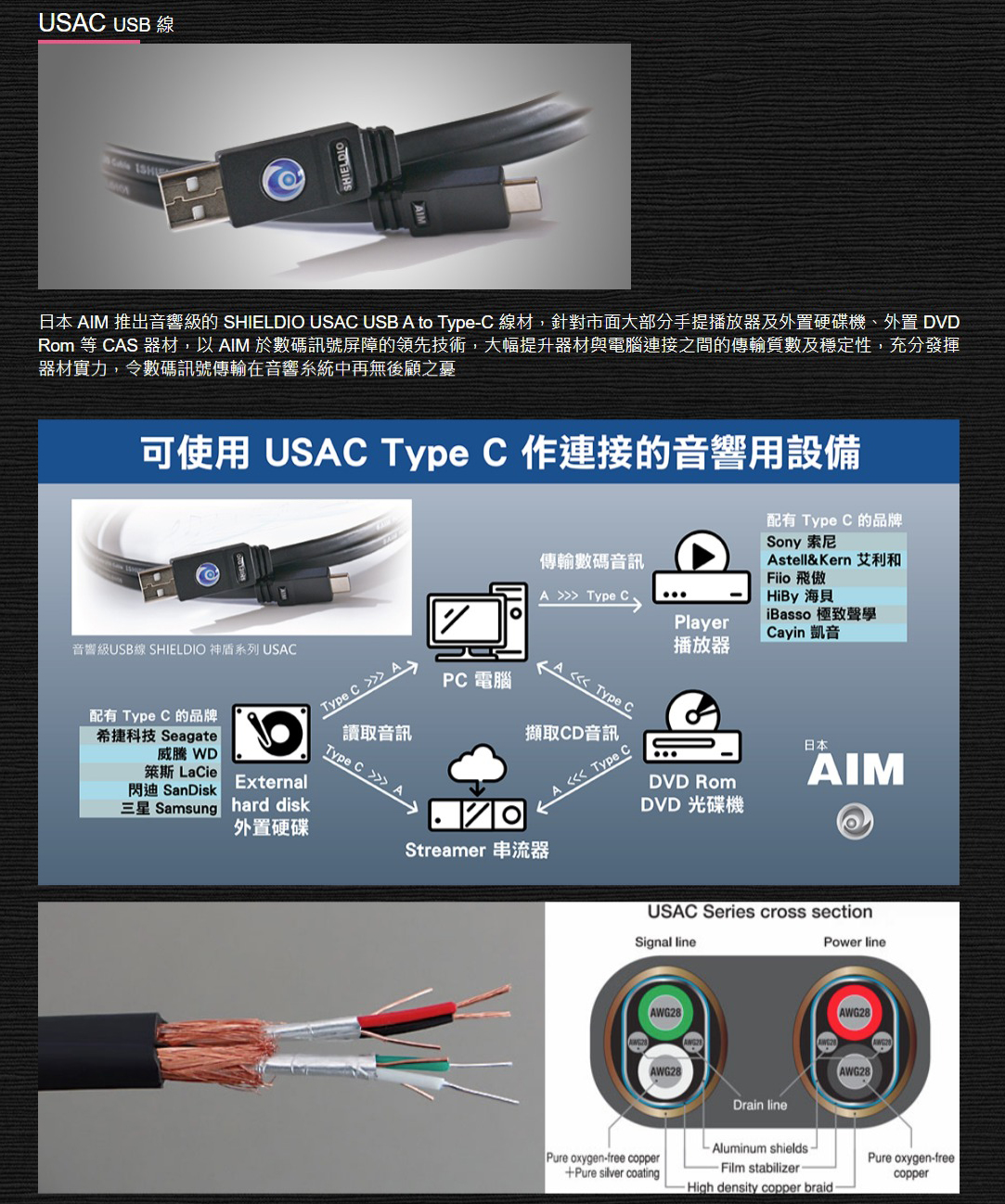 AIM 日本 USAC 音響級 USB訊號線 A to C 0.5米 / 1米 音響USB訊號線 公司貨 | 蝦皮購物