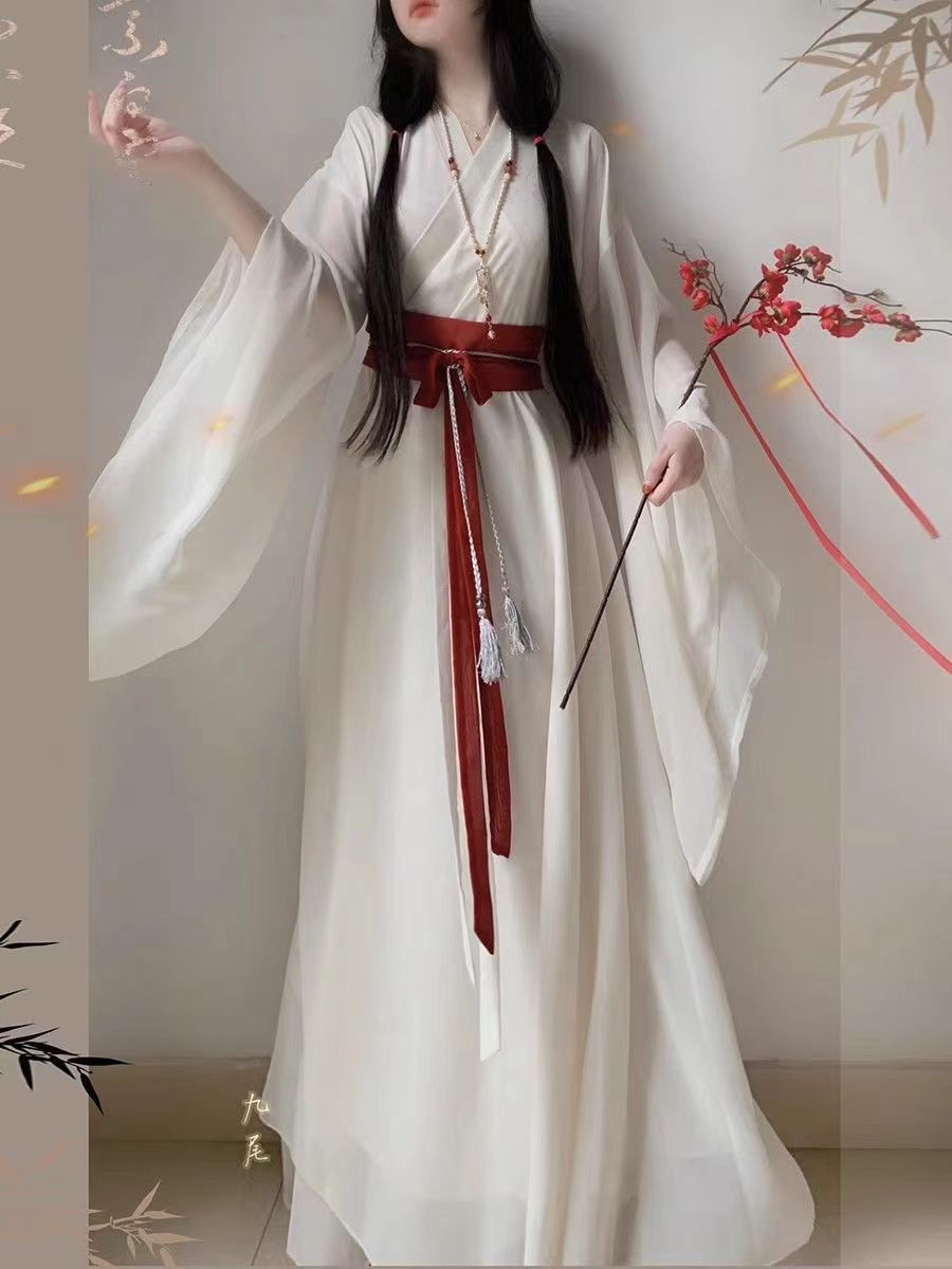 古裝 漢服女 錶演服 中國風服飾 古風衣服冷青裳【紅顔】2023秋冬新款南北朝魏晉風漢服女異形圍裳破羣 | 蝦皮購物