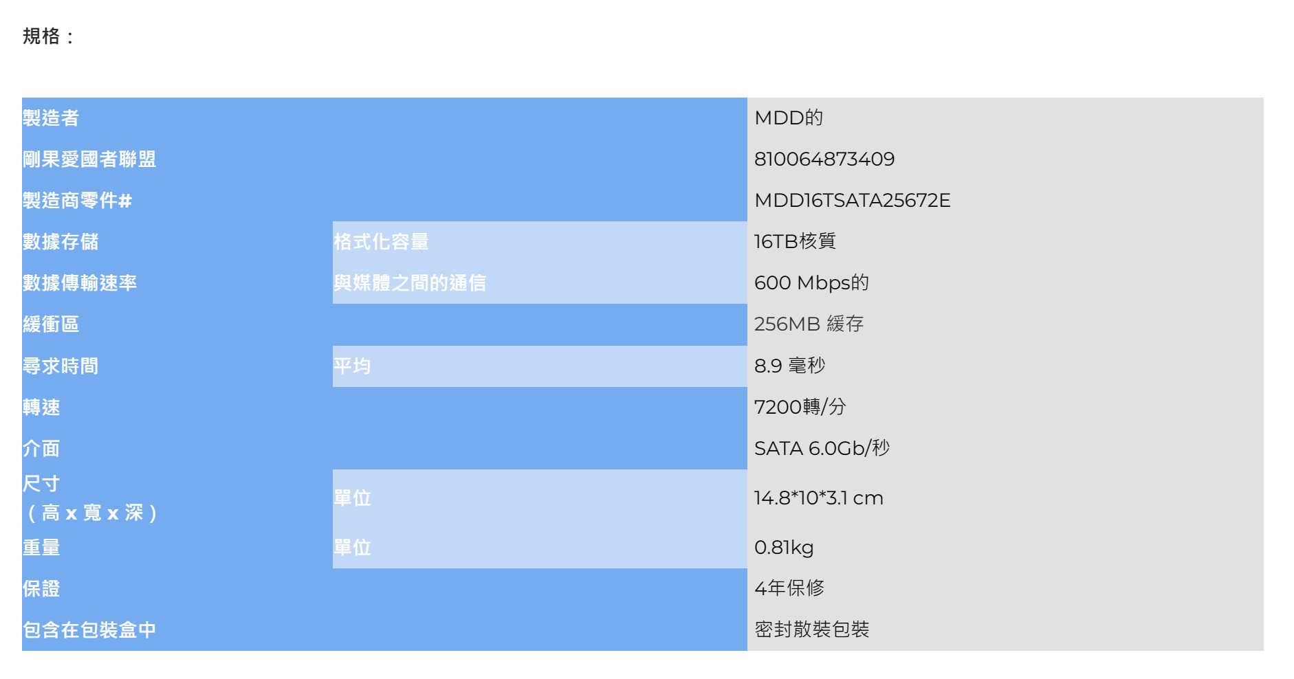 MDD 14TB SATA25672E HDD 新品未使用 MDD最大數據【企業級硬碟