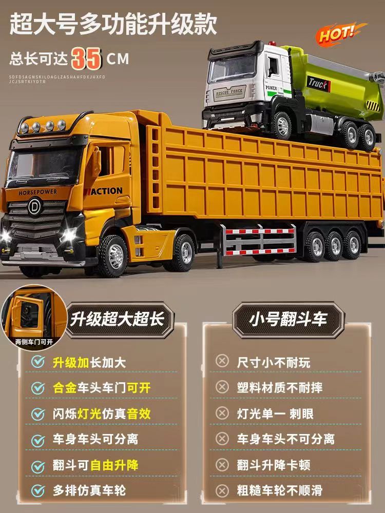 卡車模型 1：50 貨車模型 砂石車模型 自卸車 聯結貨車 工程車玩具 貨櫃車 拖掛車模型 運輸車 聲光 回力車 蝦皮購物 