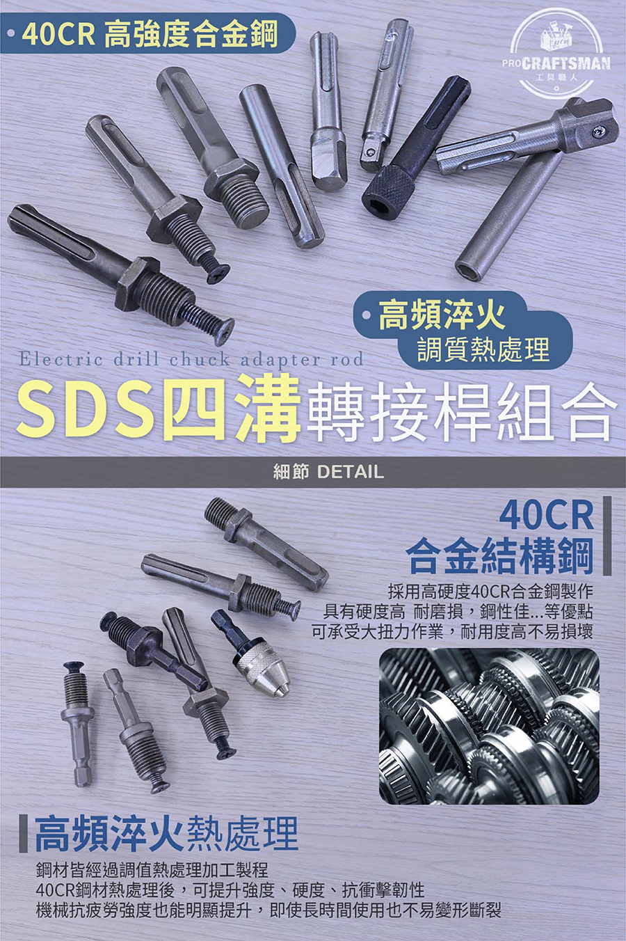 ＳＤＳ四溝電錘鑽－轉接桿三爪夾頭轉六角柄套筒免出力鋰電鑽頭衝擊式電鎚轉換四方軸轉接頭氣動扳手螺絲起子機|