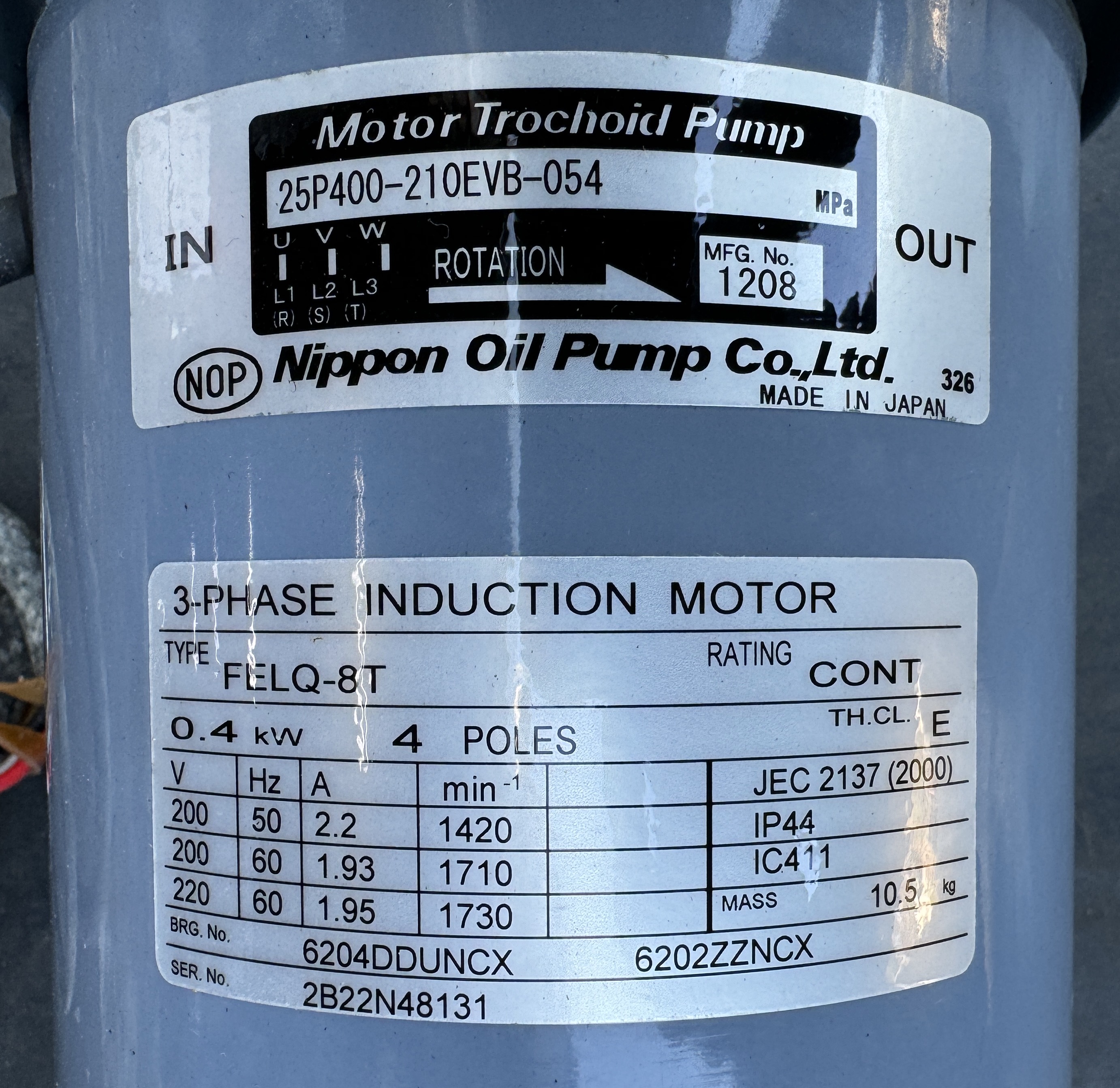 日本NIPPON OIL PUMP 25P400抽油馬達/抽油幫浦/NOP油壓幫浦/抽油機 0.5HP*口徑:6分 | 蝦皮購物