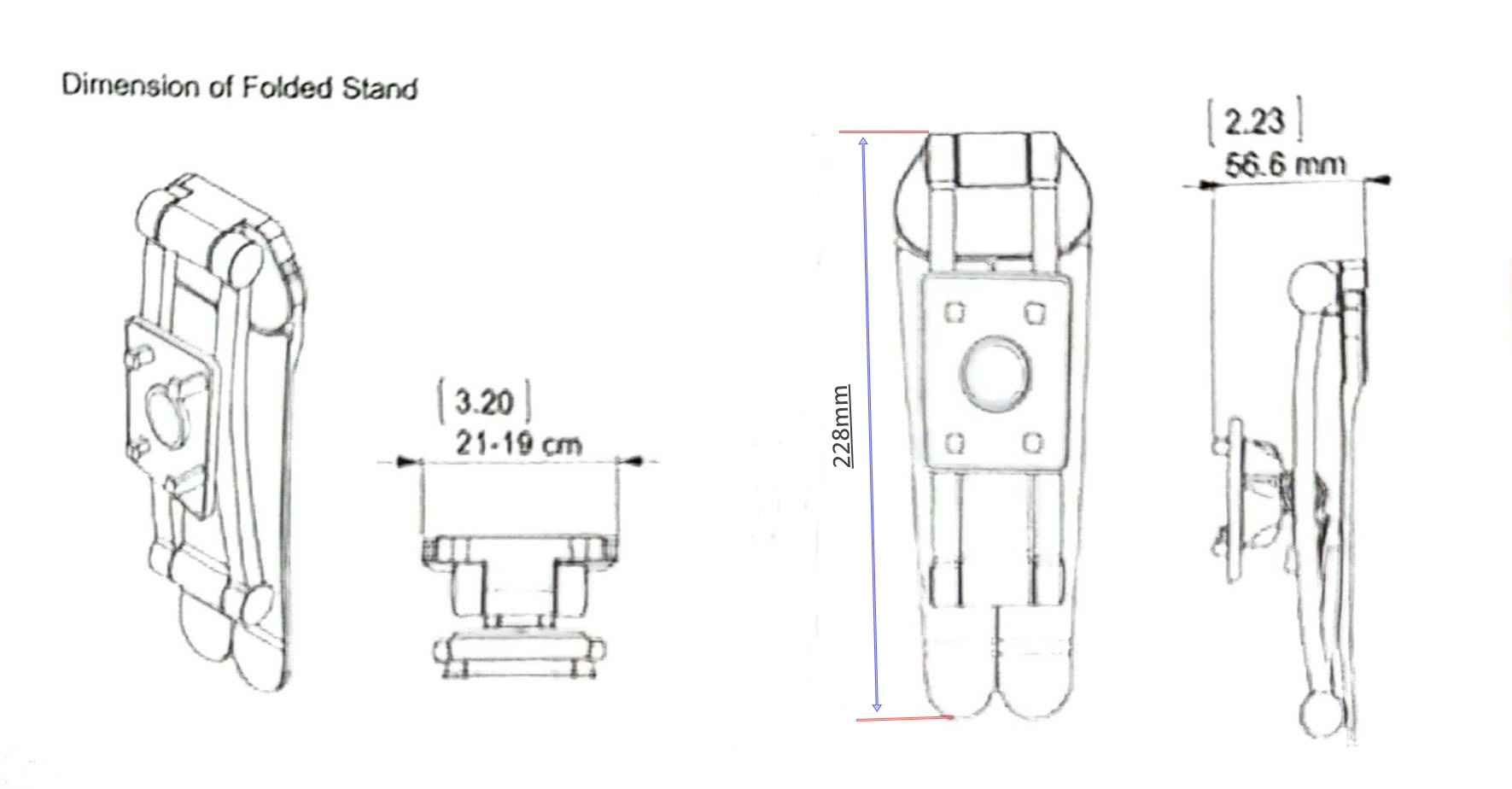 Dimension of Folded Stand3.221-19 cm228mm02.2356.6 mm
