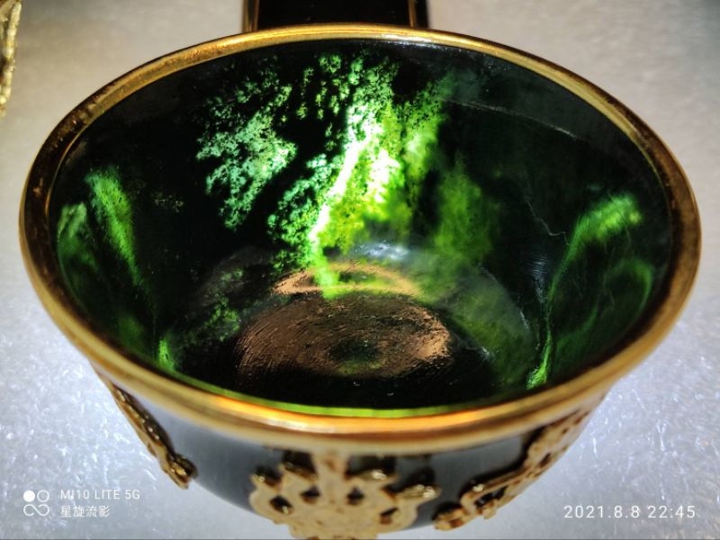 台灣墨玉鑲金圓形茶壺藝品組_限量款」24期每月$5375帶回家，養生