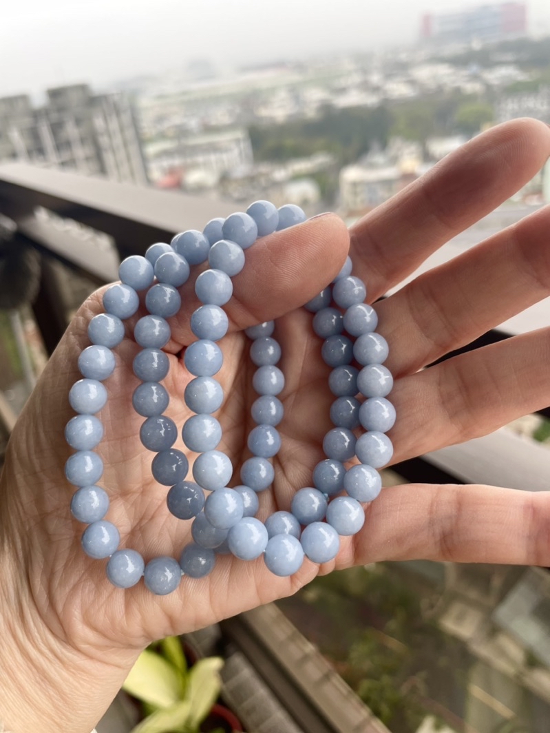 天使石手鏈 天使石 手串 藍天使石 療癒之石 能量石 天藍石 天青石 智慧石 天然水晶 水晶設計 現貨 | 蝦皮購物