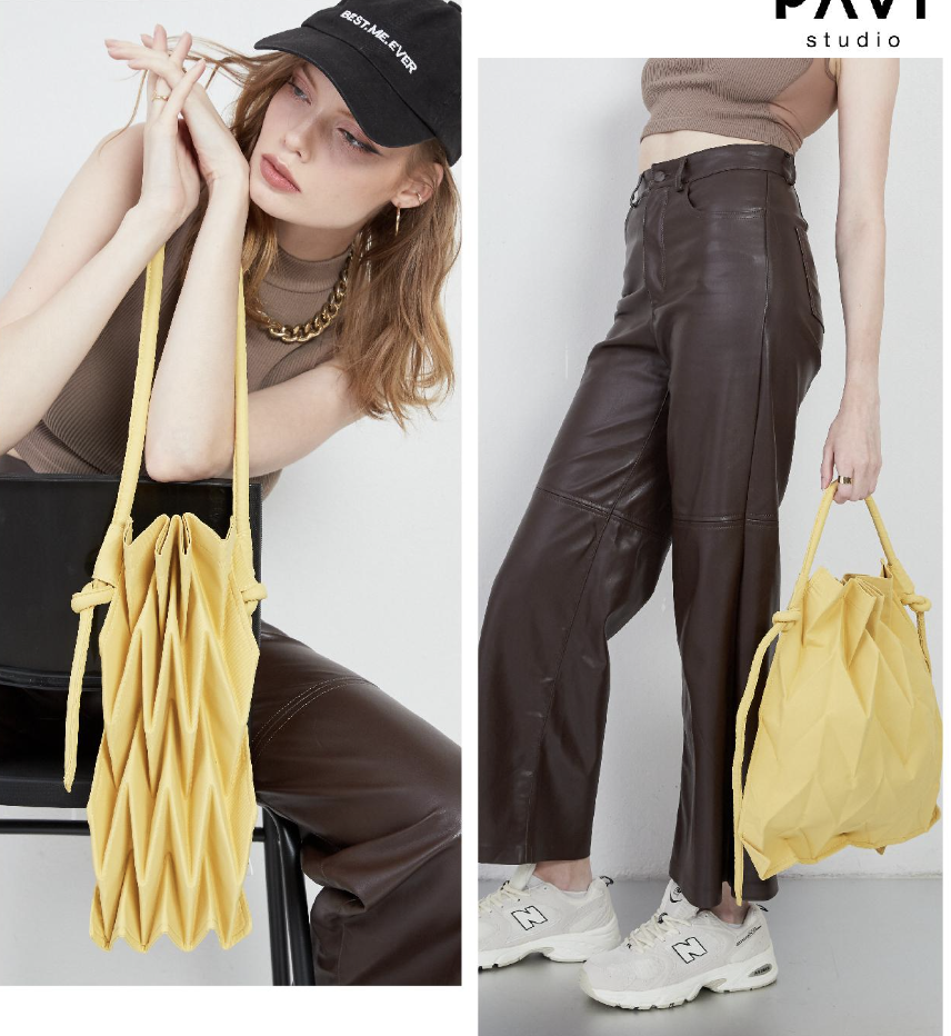 【泰國 PAVI STUDIO】 泰國新銳設計師品牌.摺疊包 半月款設計 半月包 真皮背帶 摺疊肩背包 | 蝦皮購物