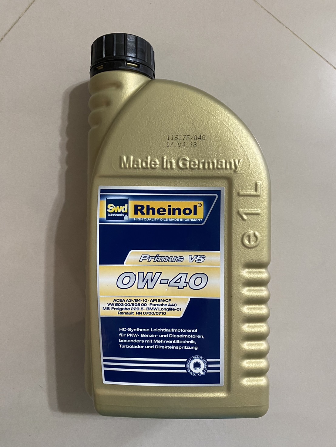 【全新-德國製造】萊茵SWD RHEINOL 0W-40 PRIMUS VS全合成機油 ( 機油、德國原裝進口 ) | 蝦皮購物