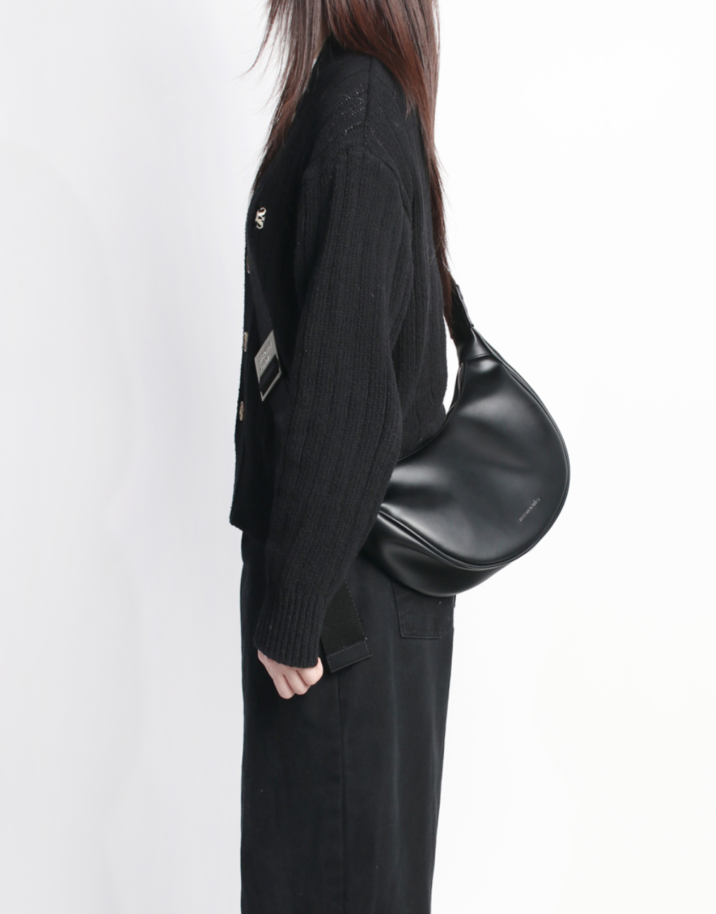 【masmarulez】韓国人気★Mini ver. Vegan Leather Halfmoon Bag mini ver. Vegan leather halfmoon bag-black masmarulez官方網站