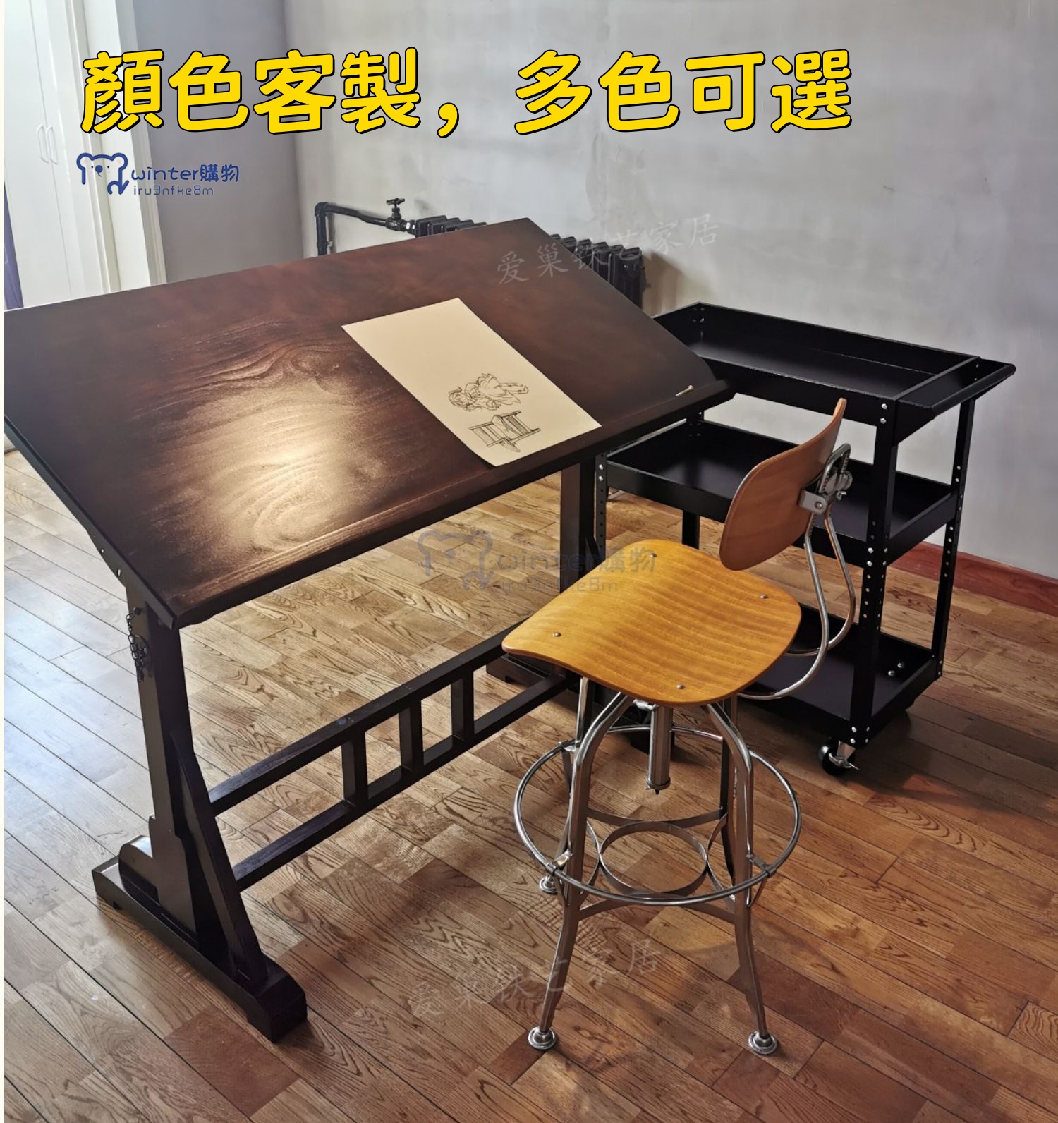 免運（開立統編）歐式書法桌鐵藝繪圖桌美術辦公桌設計師書桌實木工作台繪畫桌 繪畫桌 素描桌 美術繪圖桌 美術培訓畫 畫桌 | 蝦皮購物