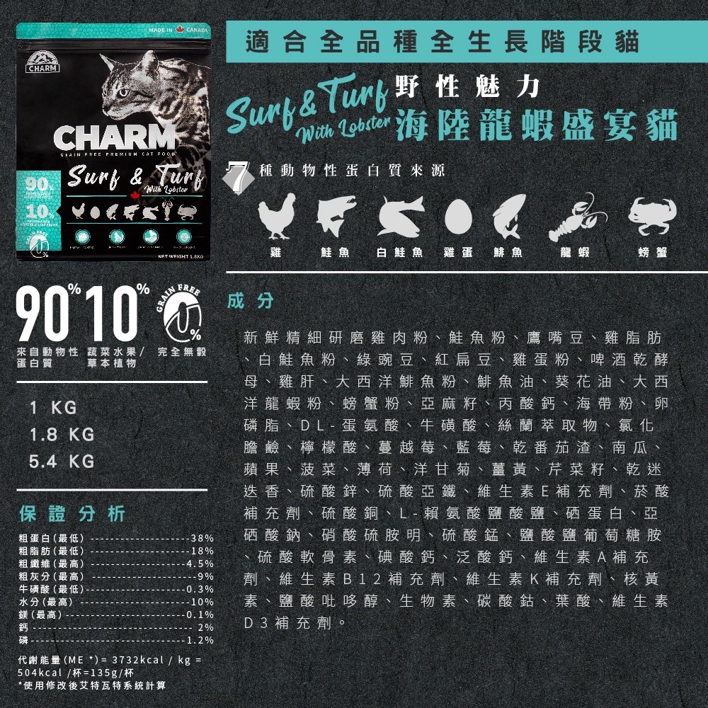 【CHARM野性魅力】海鮮龍蝦盛宴貓糧｜羊肉鮭魚貓配方｜加拿大進口 100%不含穀物貓飼料 | 蝦皮購物