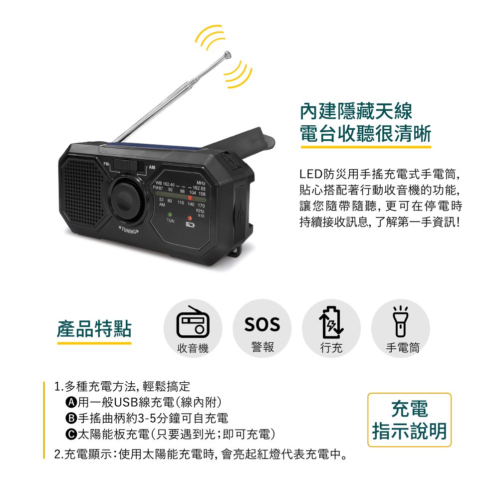 LED手轉充電防災手電筒(RD366)-緊急防災包/警報聲/居家安全/環保充電式 | 蝦皮購物