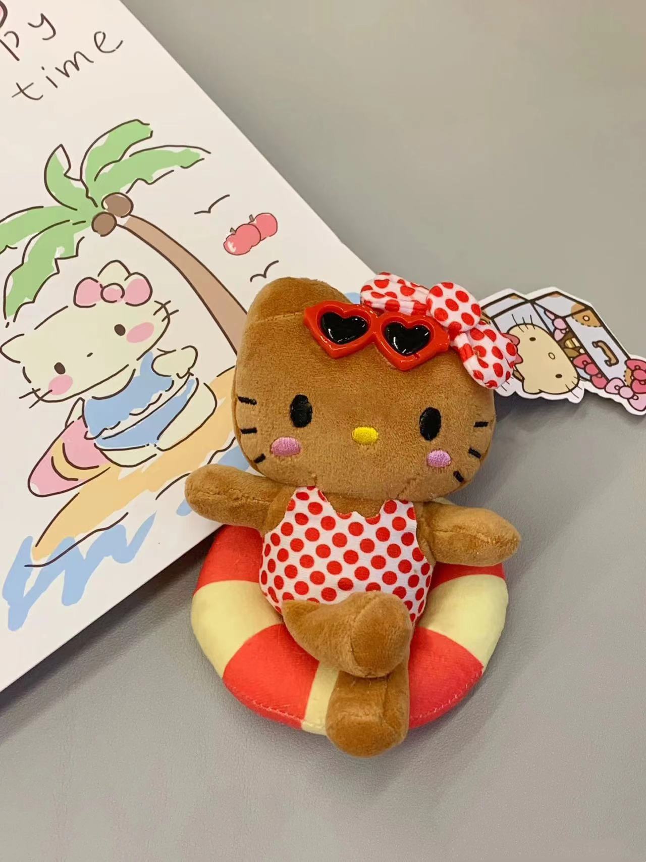 黑皮Hello kitty復古紅波點泳衣 蹺腳大小姐凱蒂貓 夏日曬黑救生圈kitty 包包掛飾吊飾裝飾 閨蜜禮物送女友 | 蝦皮購物