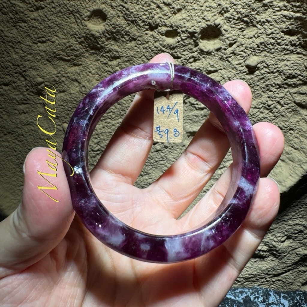 頑珠寶】紫祖母晶手鐲～通透濃艷爆閃葡萄紫52-62內徑紫鋰雲母Mayacata