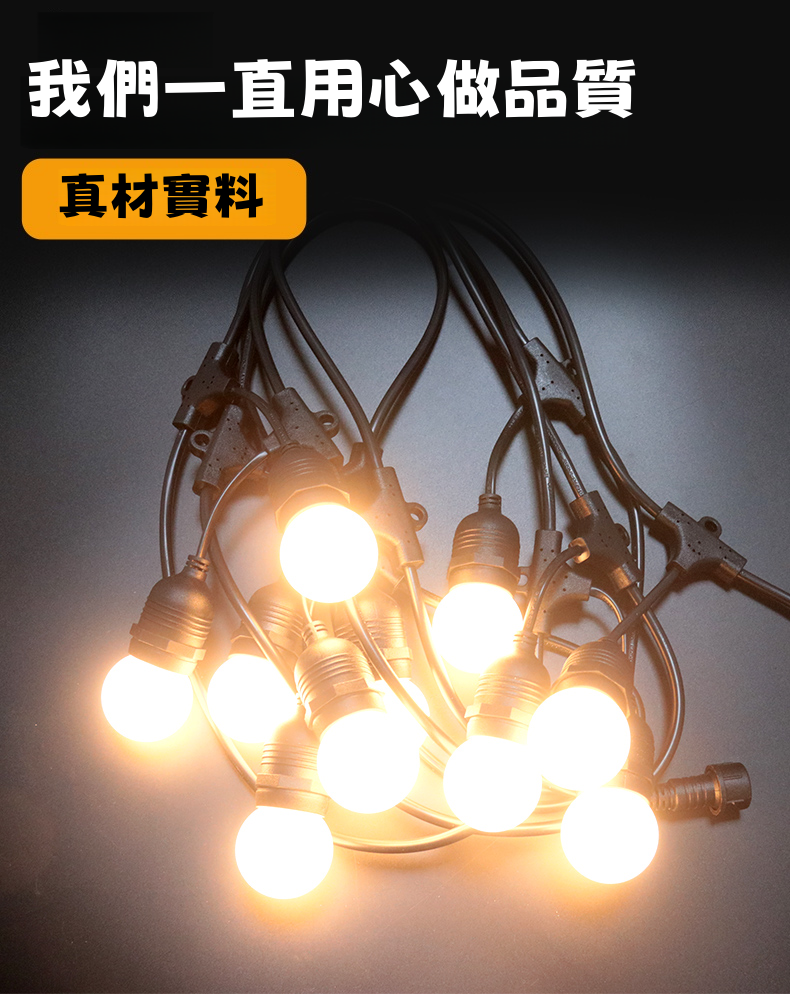 台灣現貨 LED燈串 G40燈串 全電壓 露營燈串 10米 超強防水 E26/E27 復古燈串 裝飾燈串 氣氛燈 氛圍燈 | 蝦皮購物