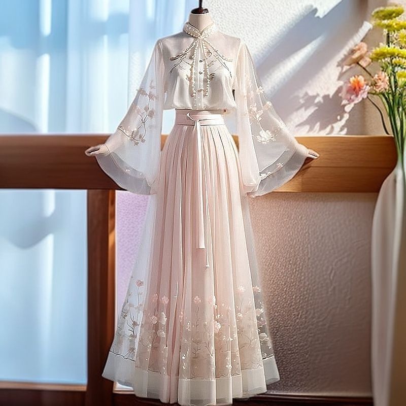 台灣出貨 洋裝 國風服飾 古典服裝 碎花裙 中式女裝 國風套裝 大尺碼漢服 新中式洋裝 日常漢服 漢服女裝 古風服飾 | 蝦皮購物