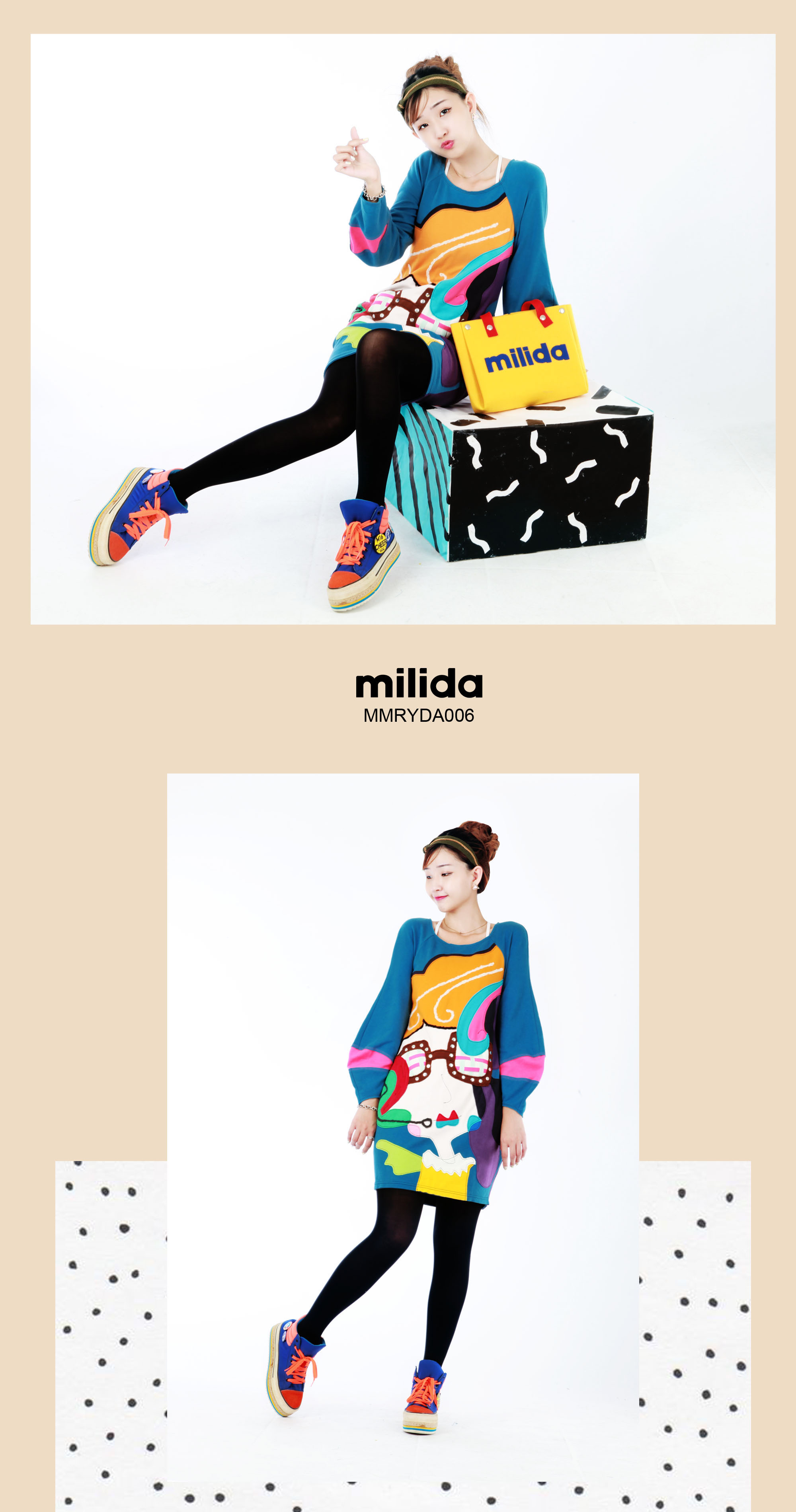 milida 澎袖拼貼洋裝 MMRYDA006 | 蝦皮購物