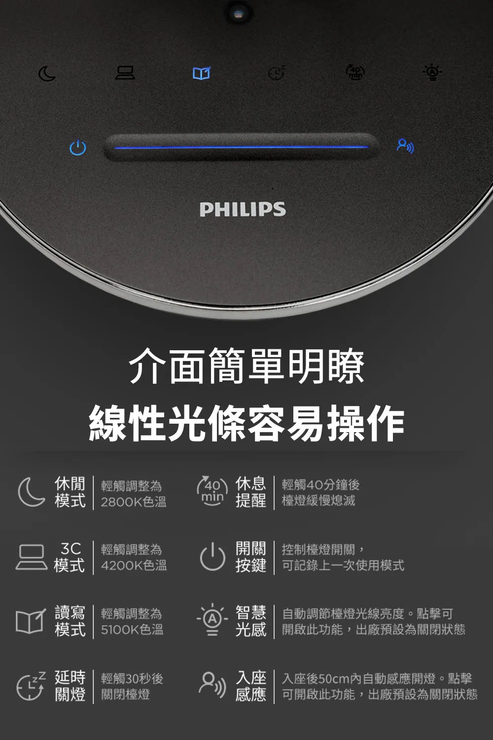 PHILIPS 飛利浦 66136 福利品【軒坦雙感測智慧護眼檯燈】學習檯燈/插電檯燈/桌燈/小夜燈/入座感應 | 蝦皮購物