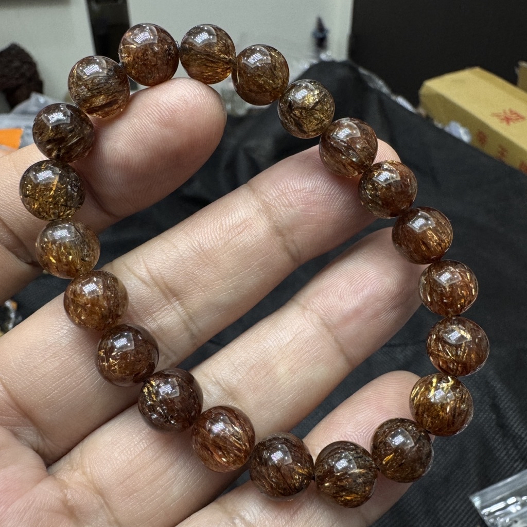 G144 頂級 滿礦 閃片 黑金超 黑金超七 9mm手圍16 手珠 手串 手鏈 | 蝦皮購物