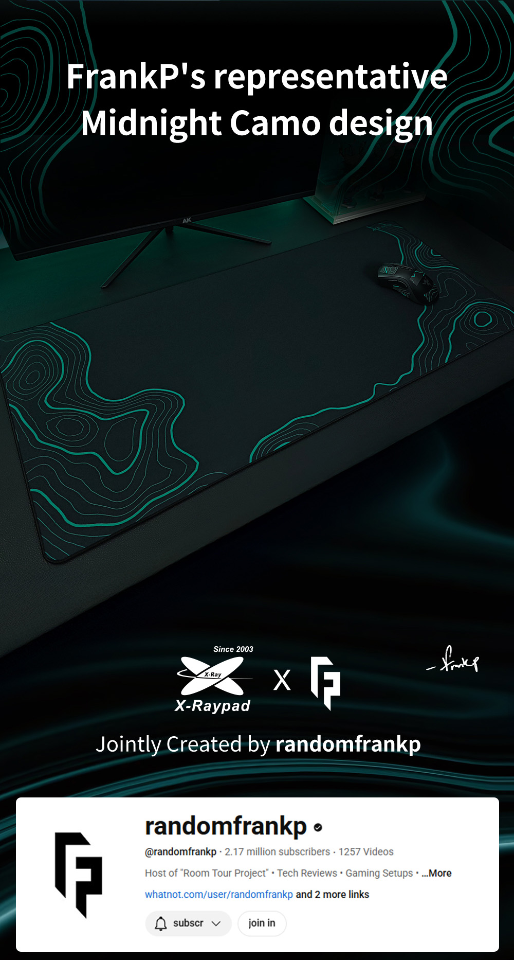X-raypad｜百萬YT RandomFrankp聯名款ACE中性控制墊 短TTK 控制滑鼠墊 精準微調 柔順粗面工藝 | 蝦皮購物