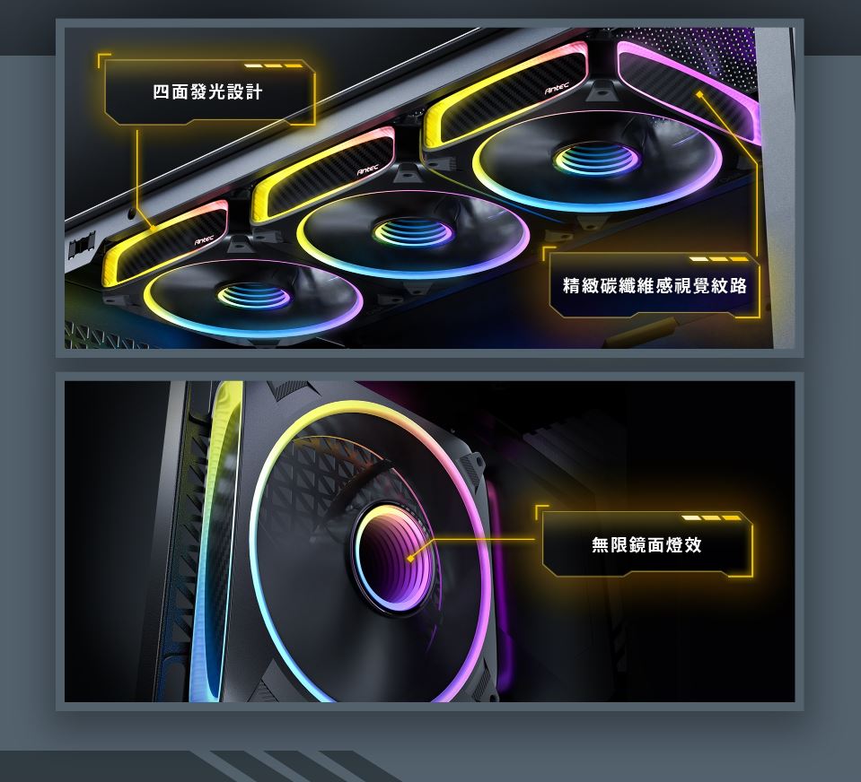 Antec 安鈦克 Orbit 120 ARGB 風扇 三入包 碳纖維 無限鏡 FDB 軸承 2000轉 光圈 PWM | 蝦皮購物