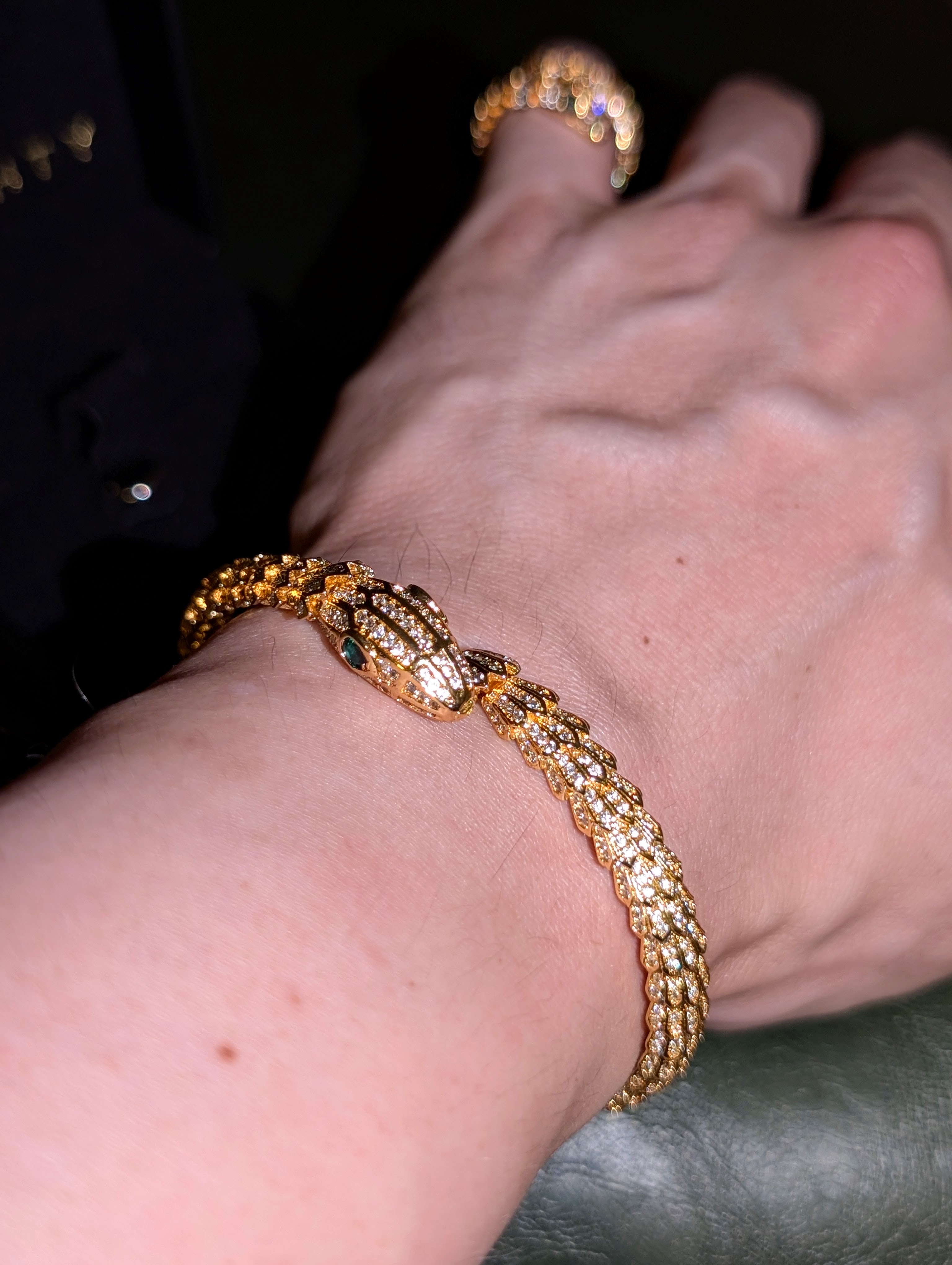Almighty ALM 國外定制 現貨 Serpent Bangle and Ring Set 蛇形滿鑽K金手鐲戒指組 | 蝦皮購物