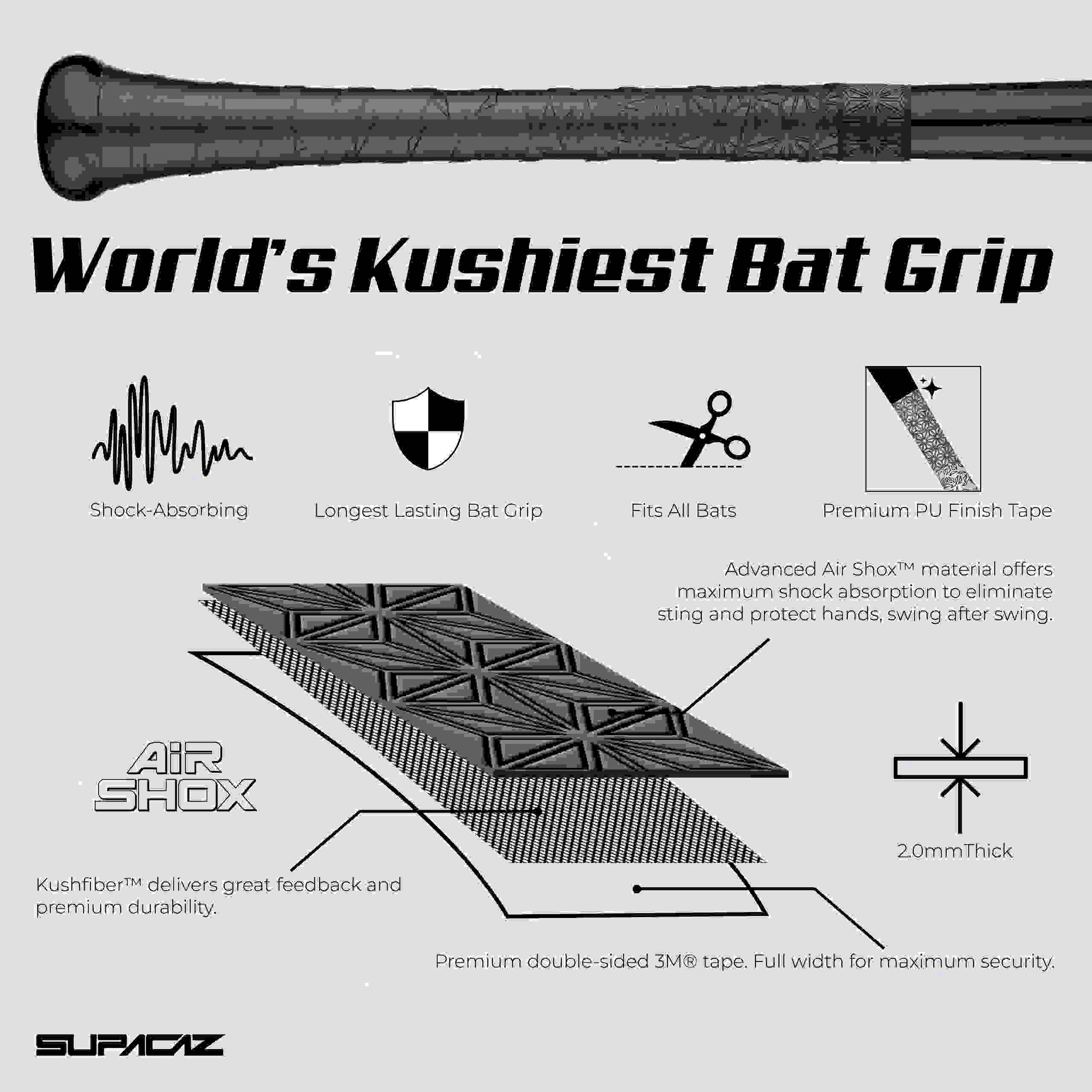 SUPACAZ 球棒握把帶 Air Shox 2mm厚款 Baseball Bat Grip | 蝦皮購物