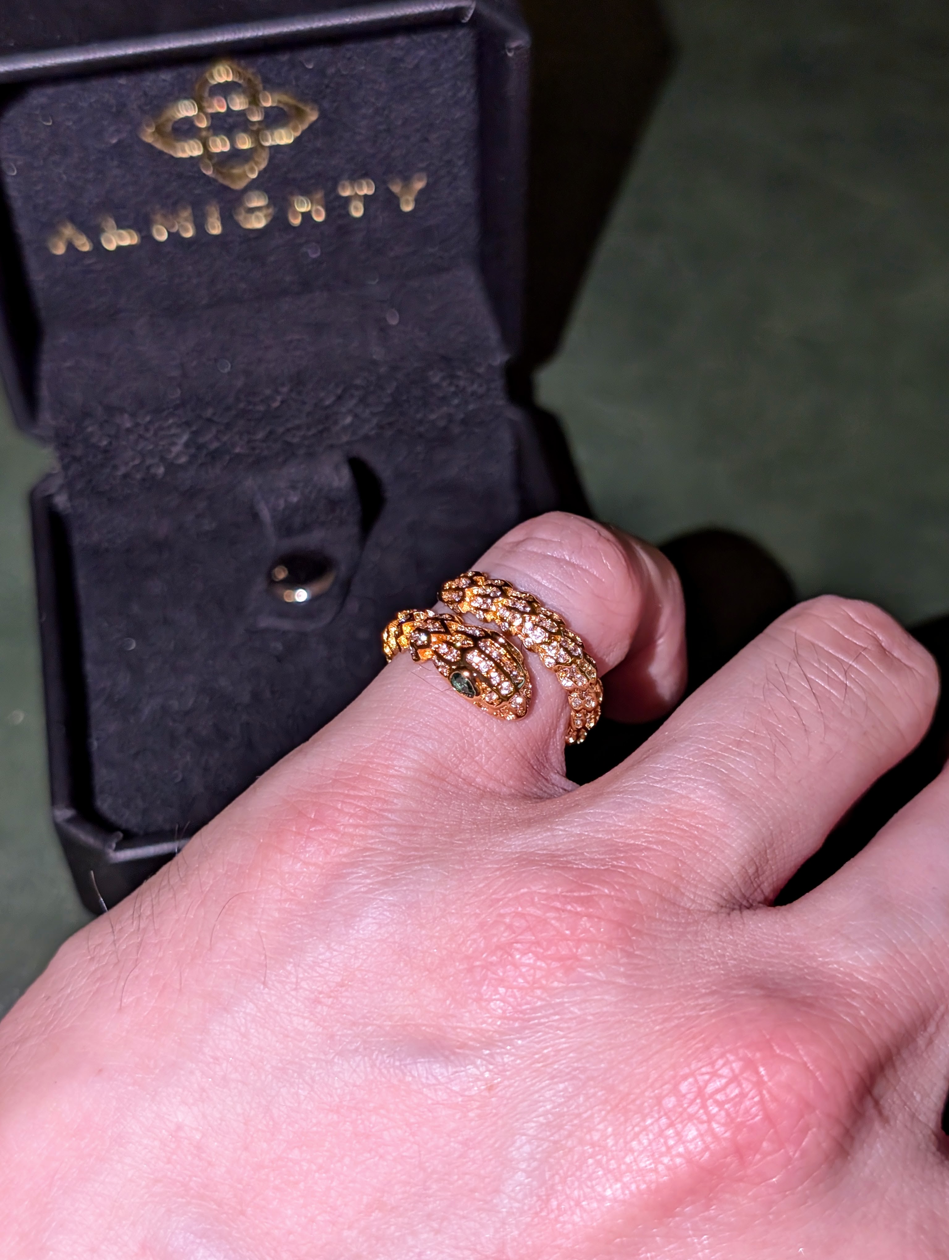 Almighty ALM 國外定制 Serpent Bangle and Ring Set 蛇形滿鑽K金手鐲戒指組 | 蝦皮購物