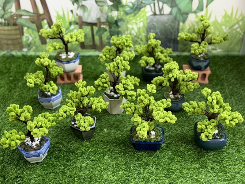 放青松 綠化小物 松柏盆栽 年節擺飾 送禮盆栽毛根扭扭棒(成品） | 蝦皮購物