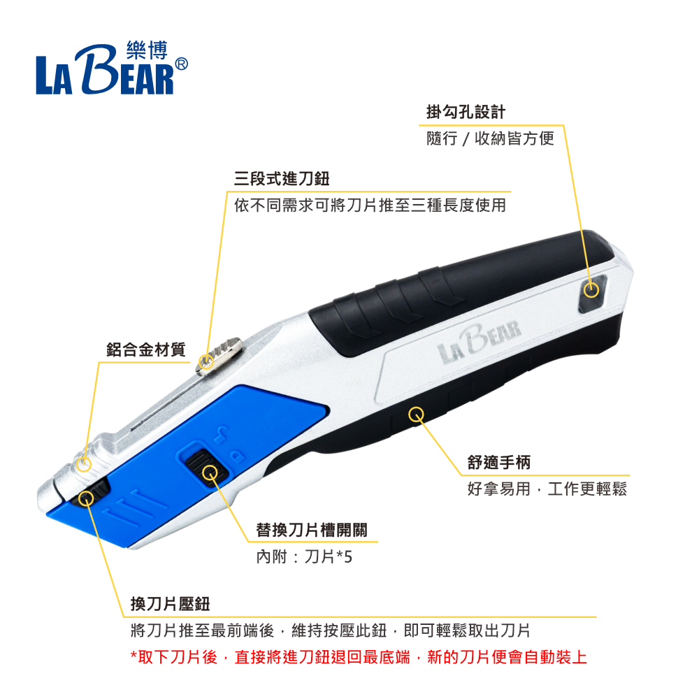 【LaBear】彈匣式自動進刀美工刀 重力式美工刀 附5片刀片 快速換刀 自動上刀 強力美工刀 工業用美工刀 | 蝦皮購物