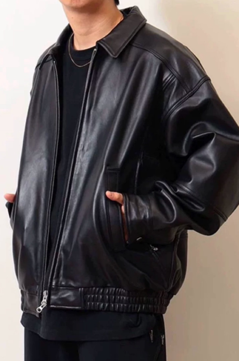 BEAMS 24SS Vintaga Leather zip blouson寬鬆美式復古機車皮衣