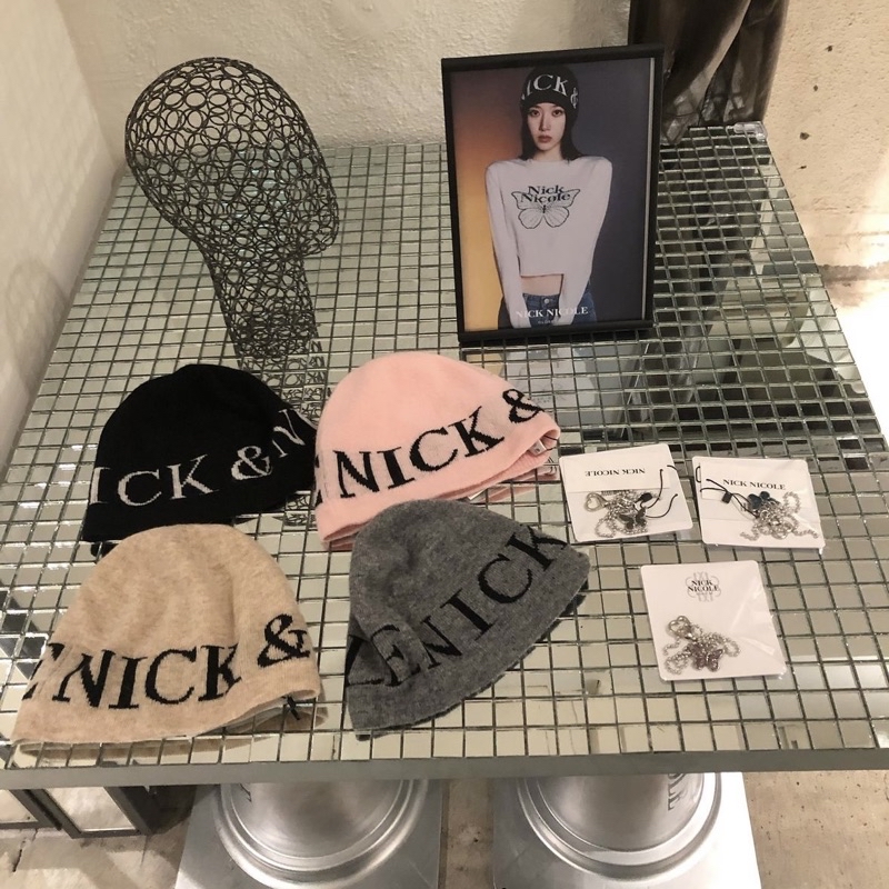 🇰🇷 Nick Nicole 針織帽毛帽CASHMERE LETTERING JAQUARD BEANIE