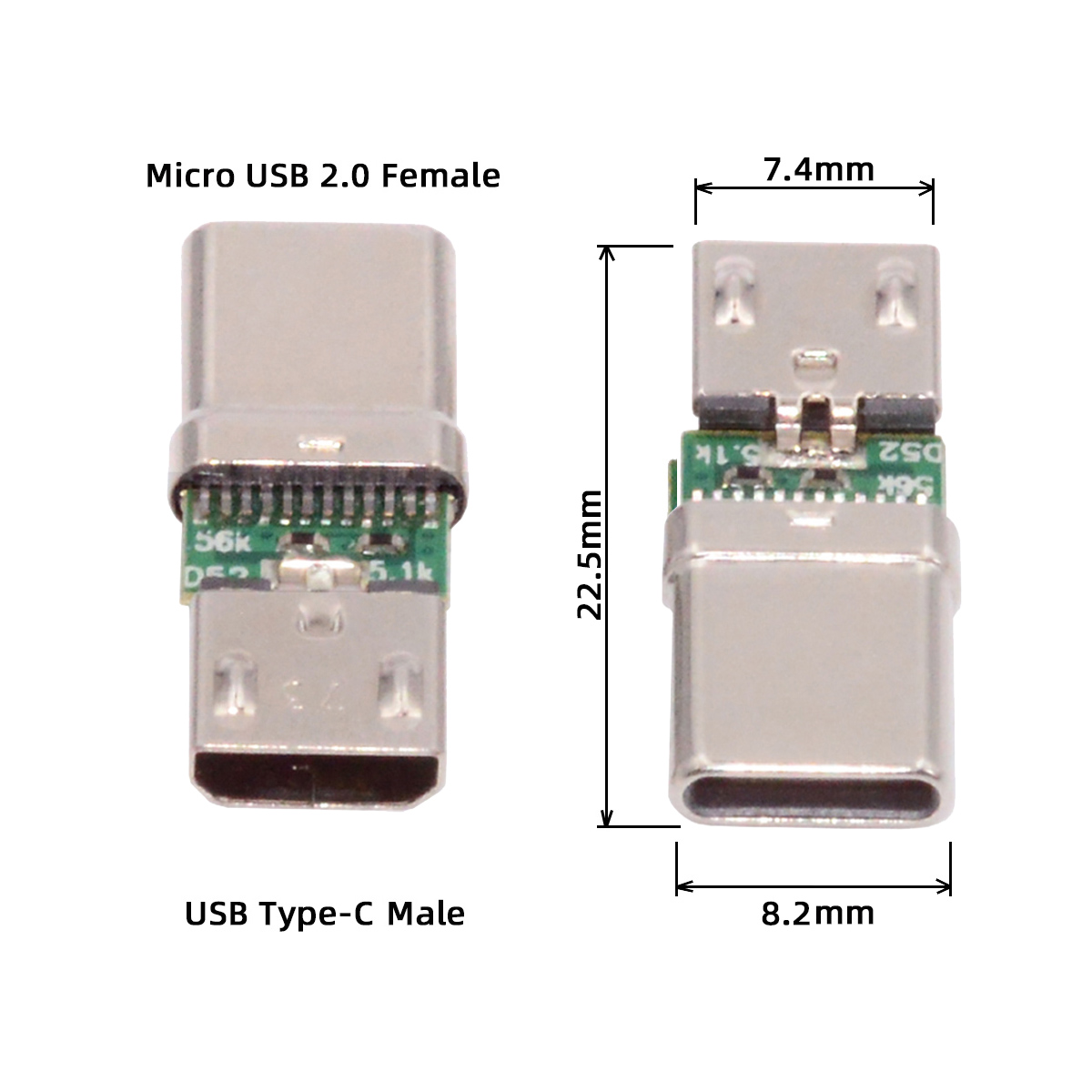 CN-016-CM Micro USB轉Type-C Micro母轉Type-C公 PCBA轉接頭 (一組有5個) | 蝦皮購物
